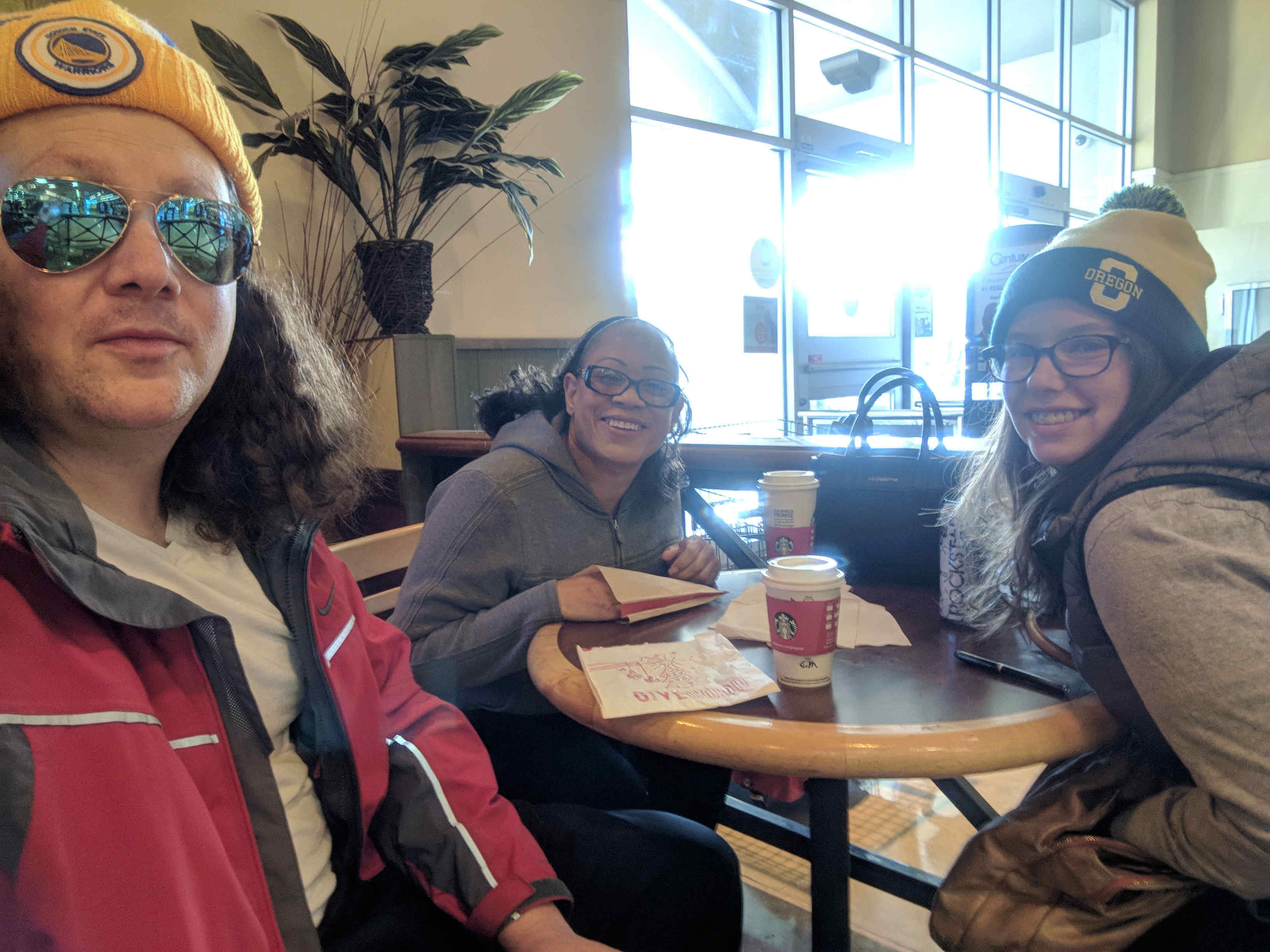 Jay, Katie, & I having a final coffee before we moved to the Oregon Coast.