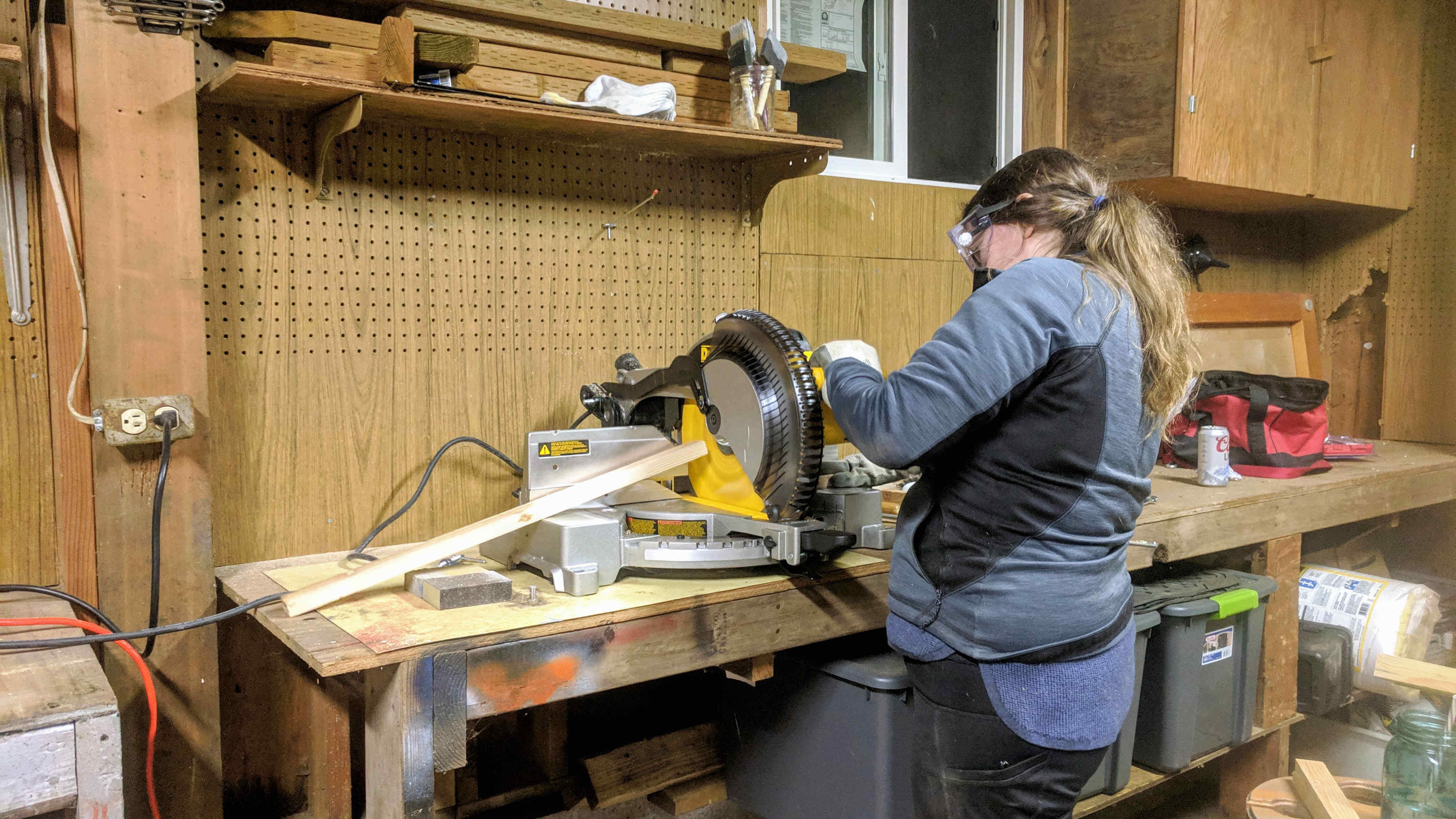 Katie and the DEWALT miter saw