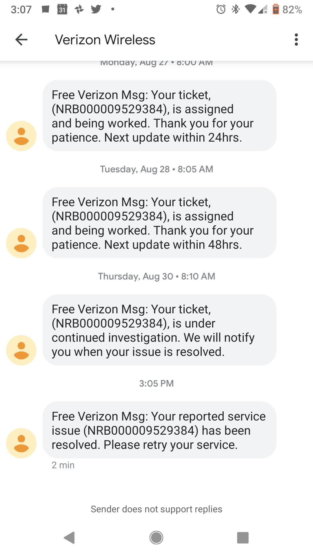 verizon wireless impact ticket